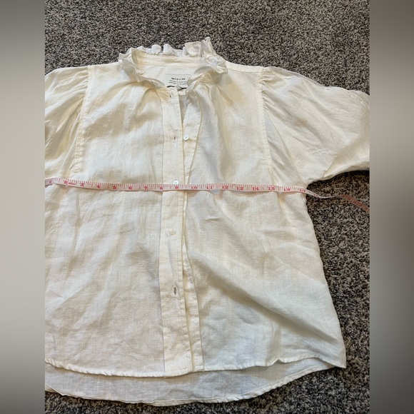 Mcguire Denim White 100% Linen Peasant Bubble Sleeves Lace Button Up Shirt S - Picture 11 of 13